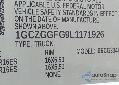 2020 Chevrolet Express Cargo Rwd 3500 Regular Wheelbase Wt from USA, damaged, VIN 1GCZGGFG9L1171926